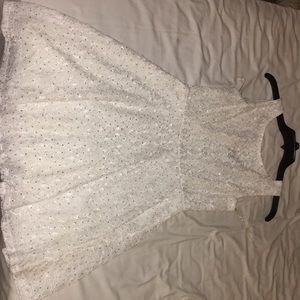 Lace White Sparkly Skater Dress